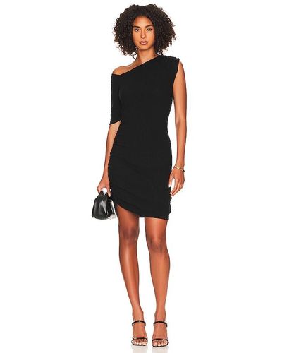 LNA Siana Ruched Rib Mini Dress - Black