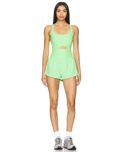 Free People X Fp Movement Righteous Runsie In Neon Lime - Green