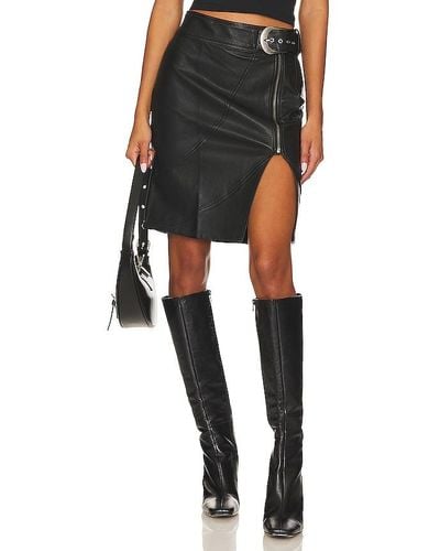 Free People X Revolve Sofia Faux Leather Skirt - Black