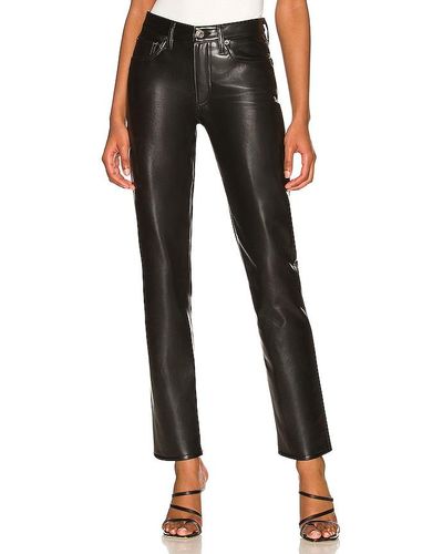 Agolde Recycled Leather Lyle Low Rise Slim - Black