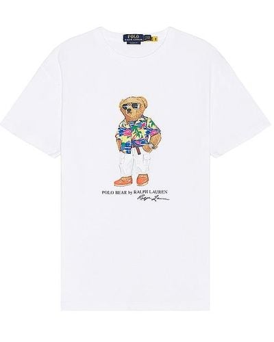 Polo Ralph Lauren Schmal geschnittenes T-Shirt aus Baumwoll-Jersey mit Print - Weiß