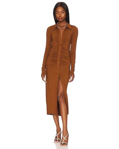 GOOD AMERICAN Good Touch Button Front Midi - Brown
