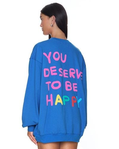 The Mayfair Group You Deserve To Be Happy Crewneck - Blue