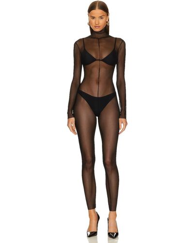 Norma Kamali Crotchless Long Sleeve Turtle Catsuit - ブラック
