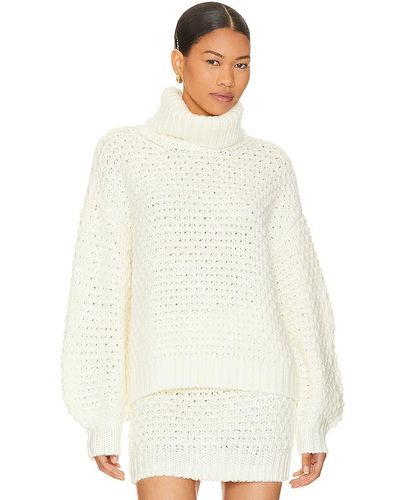 Lovers + Friends PULL CABLE TURTLENECK - Blanc