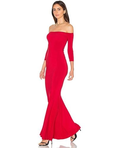 Norma Kamali Off The Shoulder Fishtail Gown - Red
