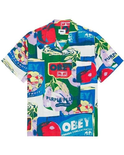 Obey Fruit Cans シャツ - ブルー