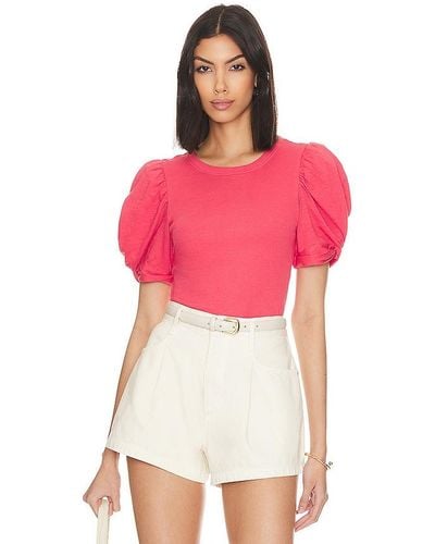 1.STATE T-SHIRT MANCHES BOUFFANTES in Pink. Size XS. - Rouge