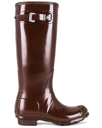 HUNTER Original Tall Gloss Boot - Brown