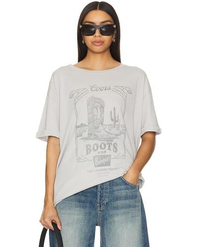 The Laundry Room T-SHIRT OVERSIZED BANQUET BOOT SCOOTIN - Blanc