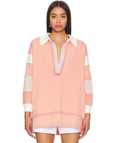 Free People Clean Prep Polo - Rose
