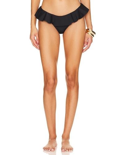 MILLY Cabana Ruffle Bikini Bottom - Black