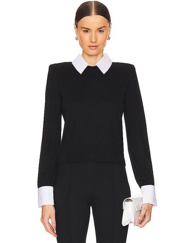 L'Agence April Poplin Collar Pullover - Black
