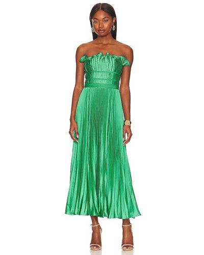 AMUR Giada Pleated Dress - Green