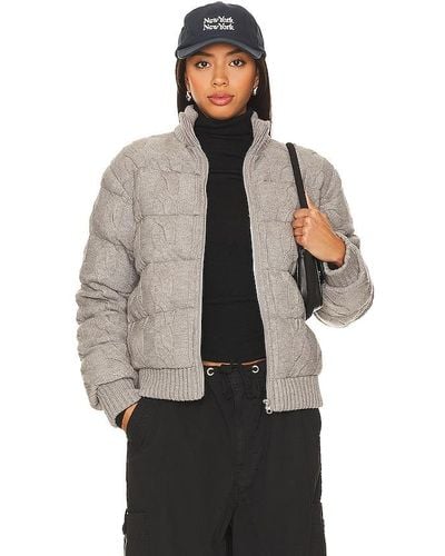 Central Park West Aubrey Cable Puffer Jacket - Grey