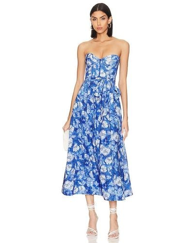 Bardot Vibrant Floral Midi Dress - Blue