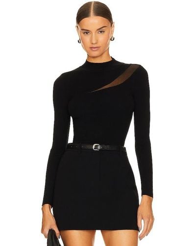 MILLY Sheer Cut Out Is Top - Black