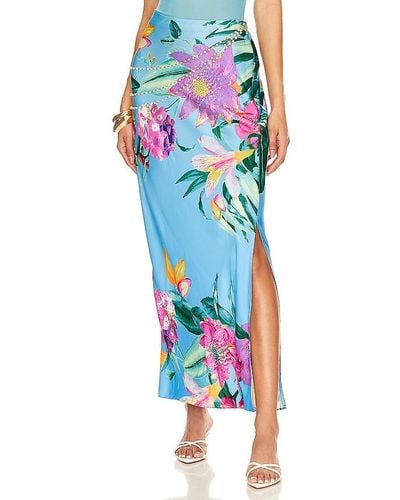 Rococo Sand X Revolve Ocean Long Skirt With Pearl Chain - Blue