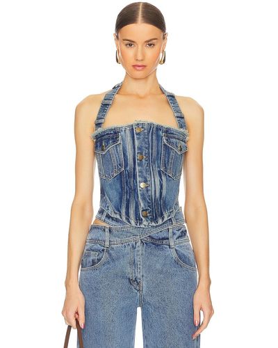 Monse Halter Denim Bustier - ブルー