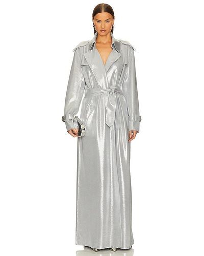 Norma Kamali Double Breasted Trench To Floor - Gray