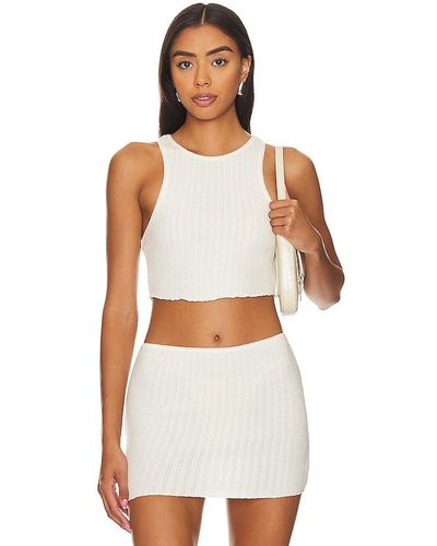 Indah Ruby Cropped Tank Top - White