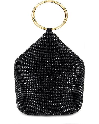 OLGA BERG Ellie Crystal Mesh Ring Handle Bag - Black