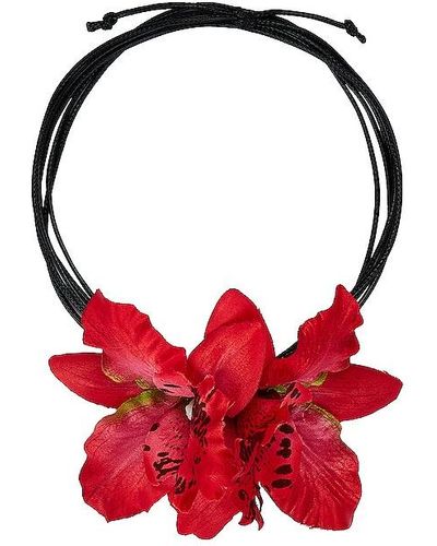 petit moments Orchid Flower Necklace - Red