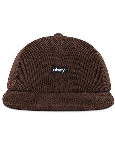 Obey Cord Label 6 Panel Strapback Hat - Brown