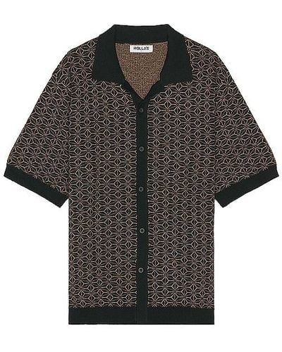 Rolla's Bowler Pattern Knit Shirt - Black