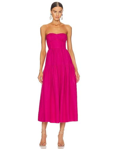 Shona Joy Joanine Strapless Ruched Midi Dress - Pink
