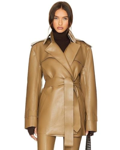 Norma Kamali Double Breasted Trench Mini - Brown