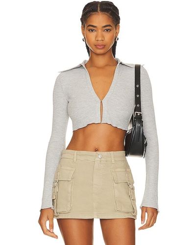 h:ours Brayden Cropped Thermal Top - Gray