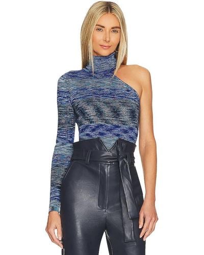 Bardot Asymmetric Knit Top - Bleu