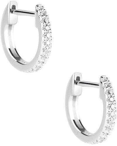 STONE AND STRAND Diamond Pave Huggie Earrings - White
