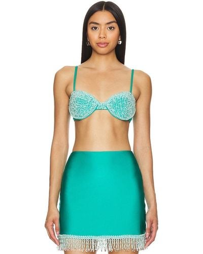 PATBO Hand Beaded Bustier Top - Green