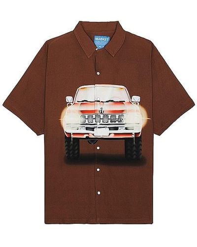 Market Keep Honking Button Up - Brown
