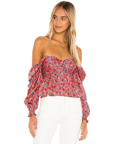 House of Harlow 1960 X Revolve Burna Blouse - Red