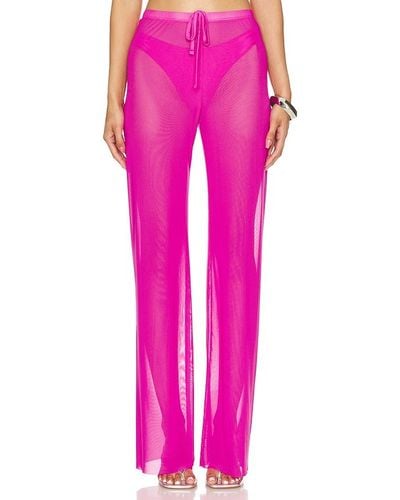 GOOD AMERICAN Wide Mesh Trousers - Pink