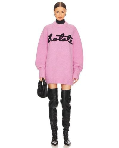 ROTATE BIRGER CHRISTENSEN Knit Oversized Logo Sweater - Pink