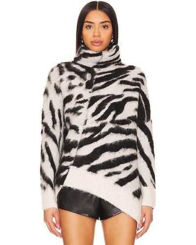 AllSaints Lock Zebra Roll Neck Sweater - White