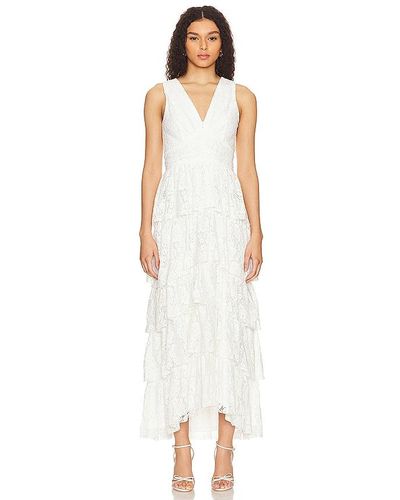 1.STATE Cascading Ruffle Maxi Dress - White