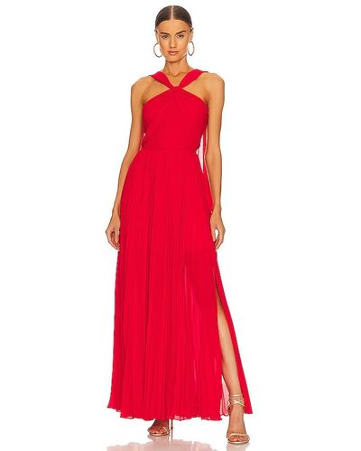 AMUR Peri Pleated Gown - Red