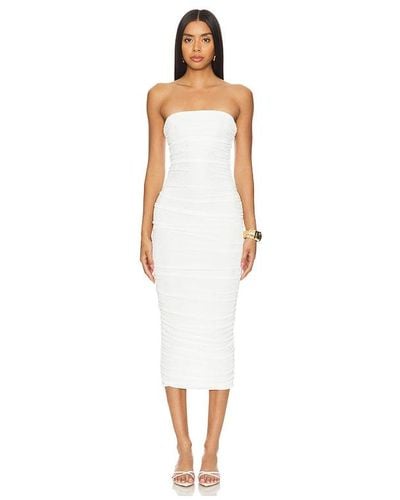 SER.O.YA Martha Strapless Midi Dress - White