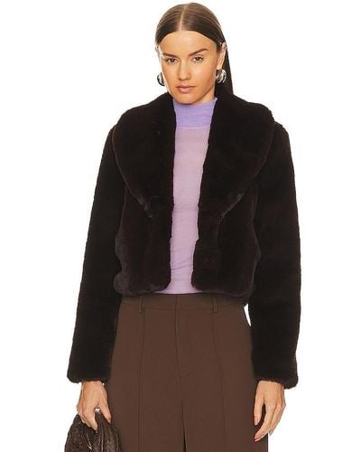 L'Agence Davy Crop Faux Fur Jacket - Brown