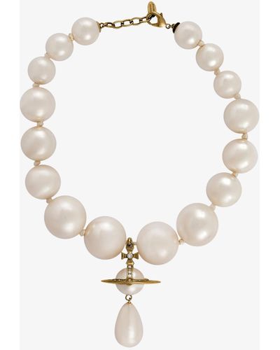 Vivienne Westwood Collana con gocce di perle giganti - Bianco