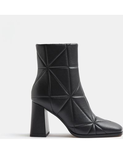 River Island Black Quilted Heeled Ankle Boots
