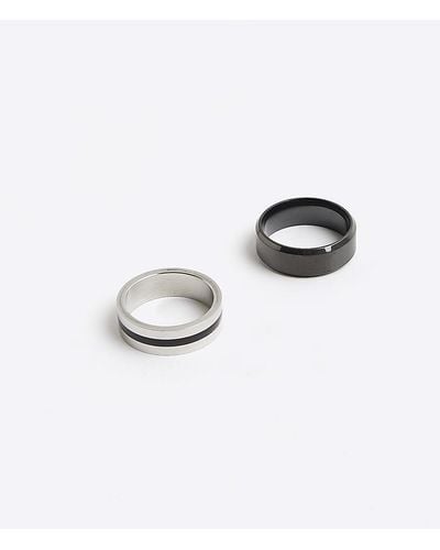 River Island Black Multipack Of 2 Steel Rings - White