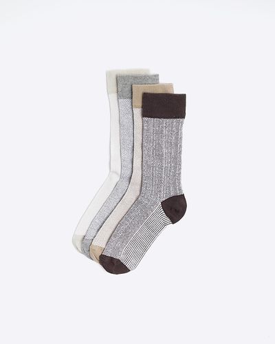 River Island 5pk Textured Ankle Socks - White