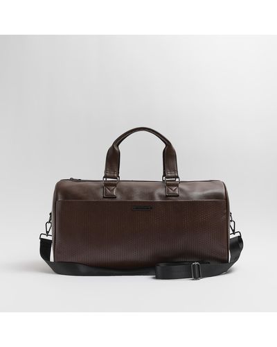 River Island Brown Faux Leather Weave Holdall