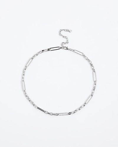 River Island Silver Mixed Link Chain Necklace - White